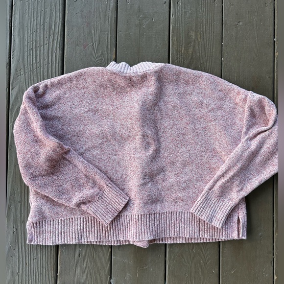 Quince 100% Organic Cotton Cropped Cardigan in Marled Rose Pink - Picture 5 of 5